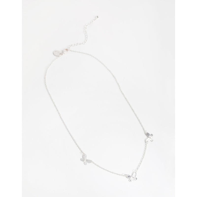 Silver Triple Butterfly Necklace
