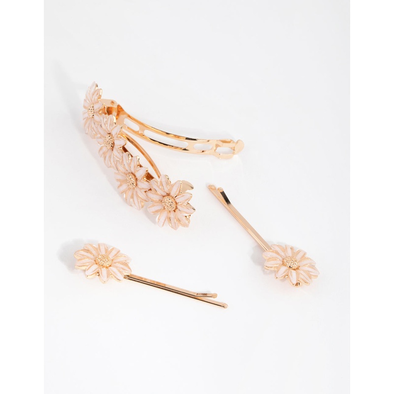 Stone Detail Flower Clips