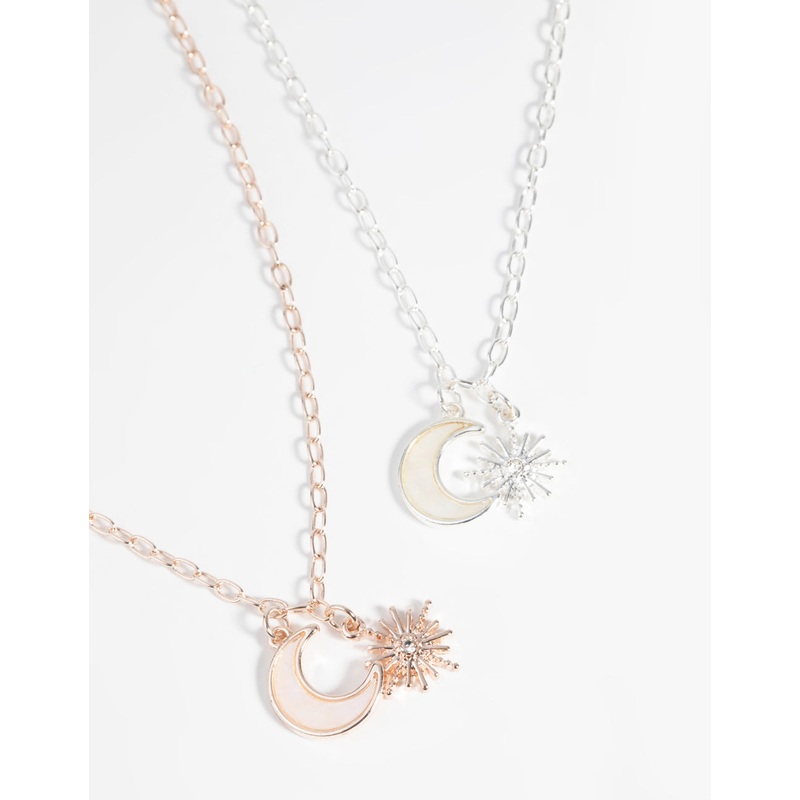 Mixed Metal Celestial Necklace Set