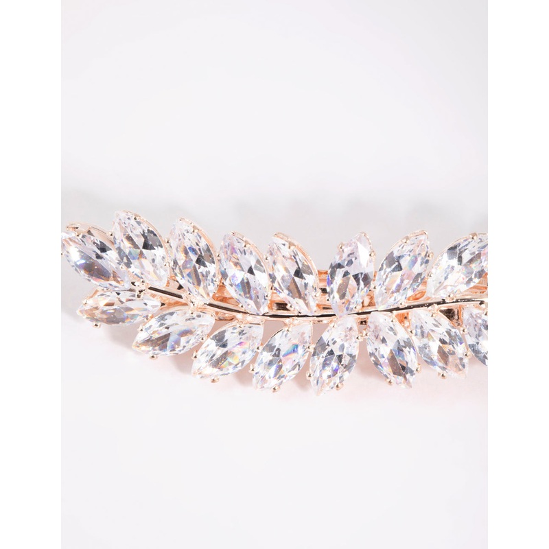 Rose Gold Navette Crystal Laurel Clip