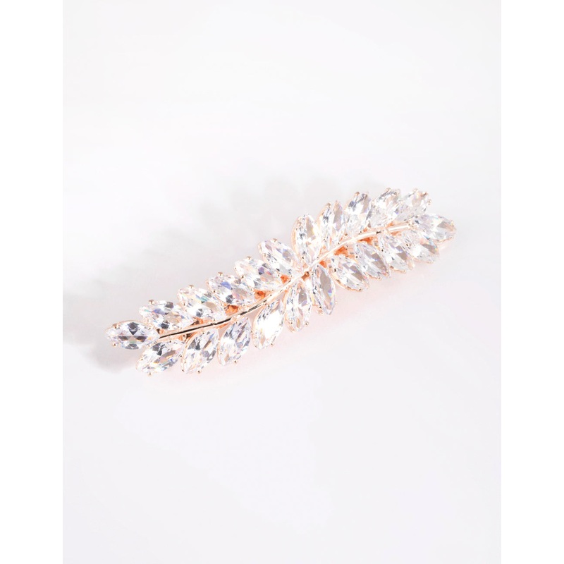 Rose Gold Navette Crystal Laurel Clip