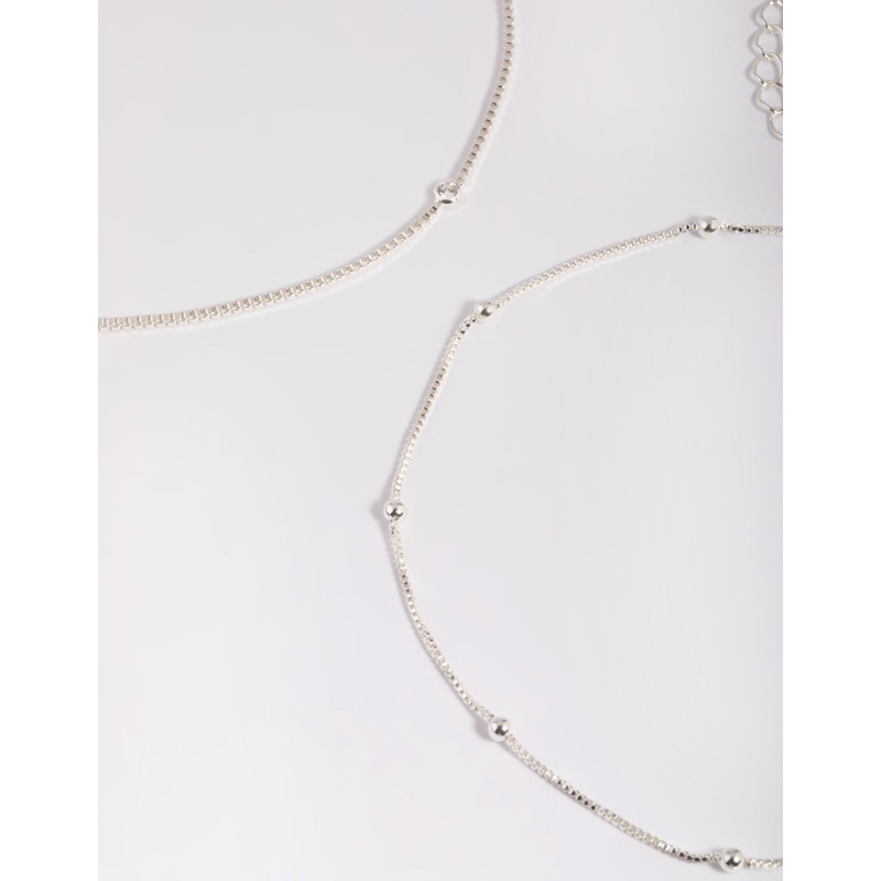 Silver Plated Brass  Cubic Zirconia Ball Anklet