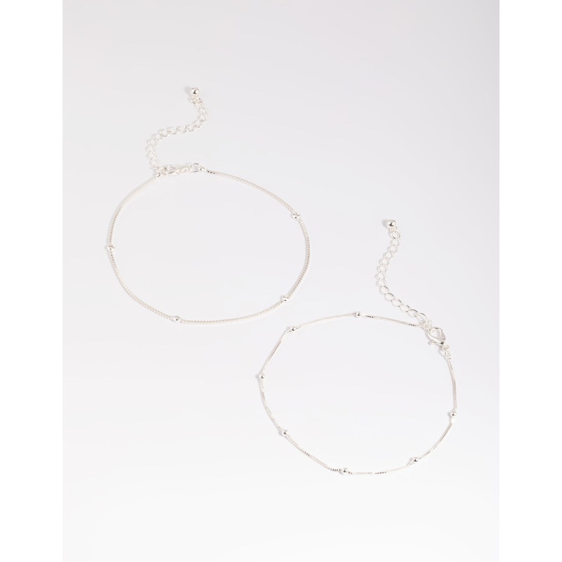 Silver Plated Brass  Cubic Zirconia Ball Anklet