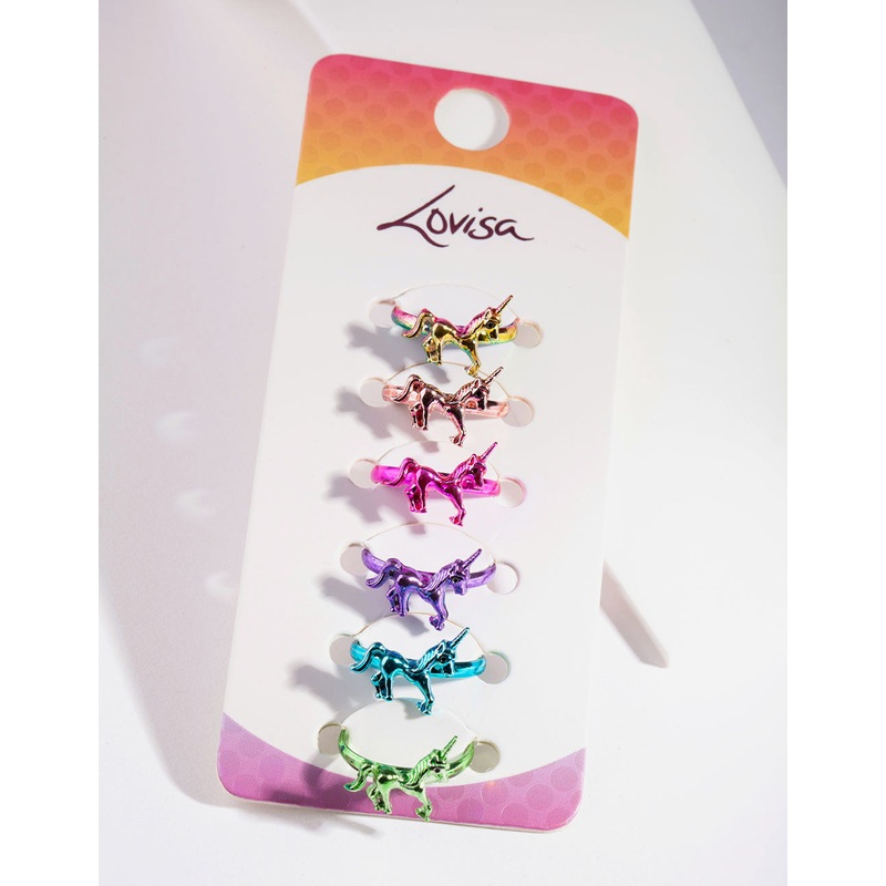 Kids Coated Metal Unicorn Ring 6-Pack