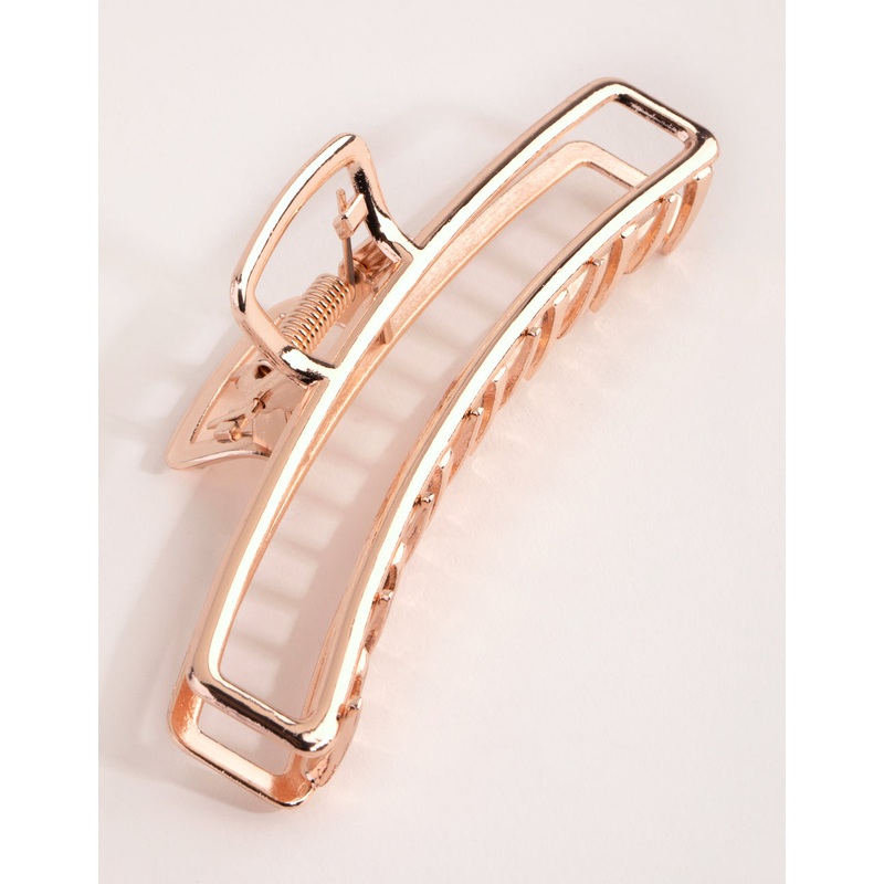 Rose Gold Metal Rectangle Curve Claw