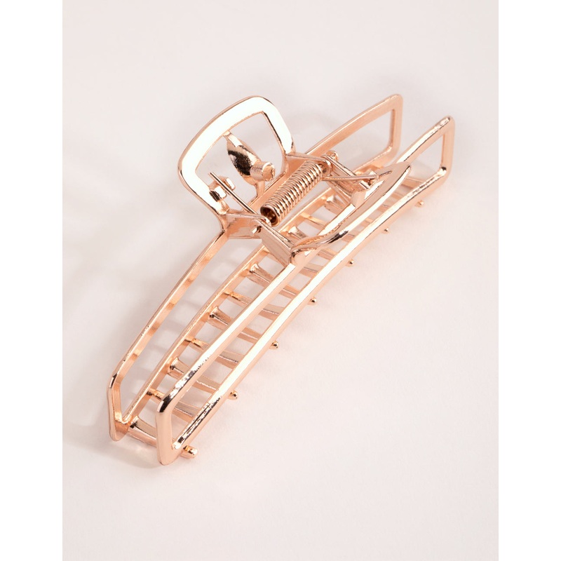 Rose Gold Metal Rectangle Curve Claw