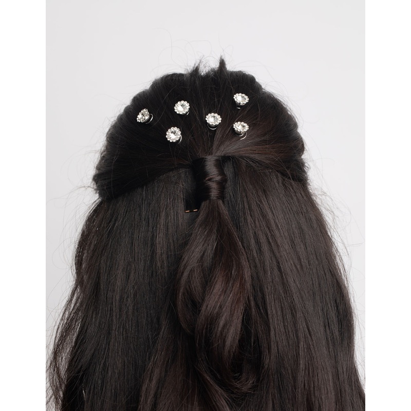 Silver Diamante Hair Spiral Pack