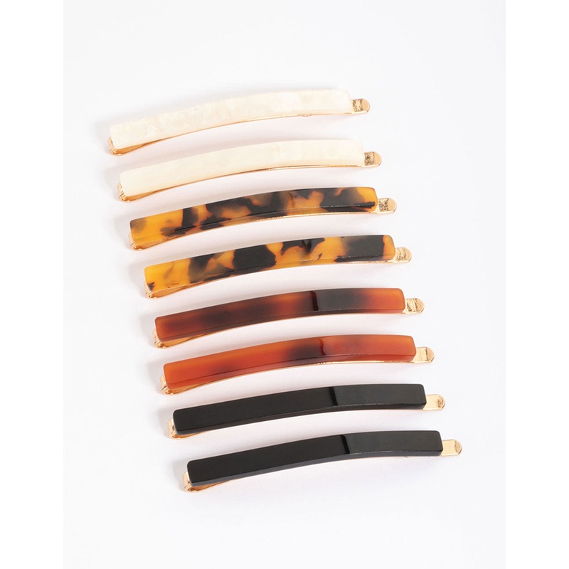 Silver Fine Barette Clip 8-Pack