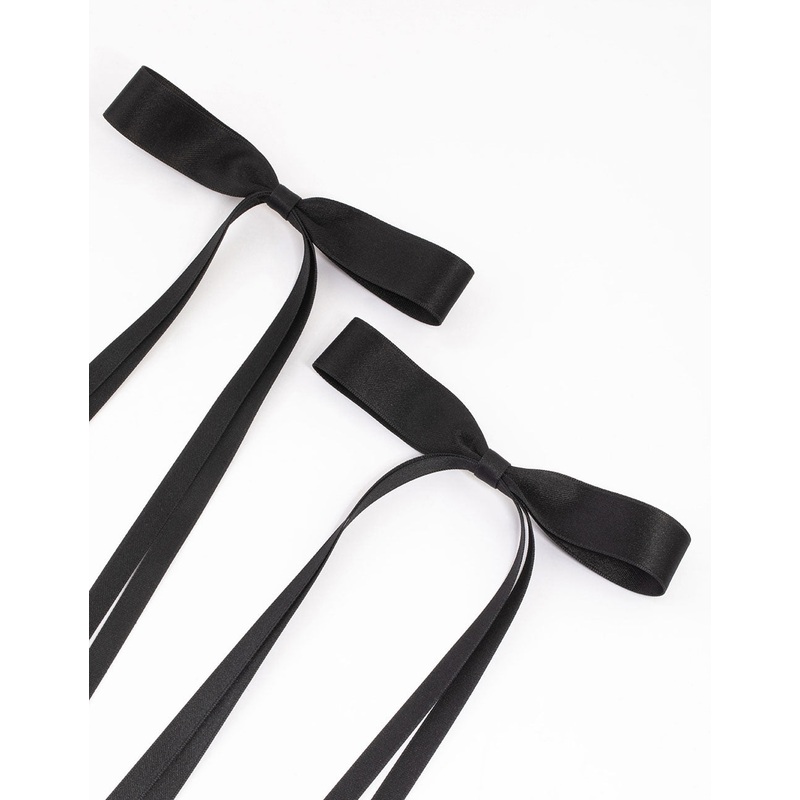 Black Fabric Wide Skinny Hair Bows Pack