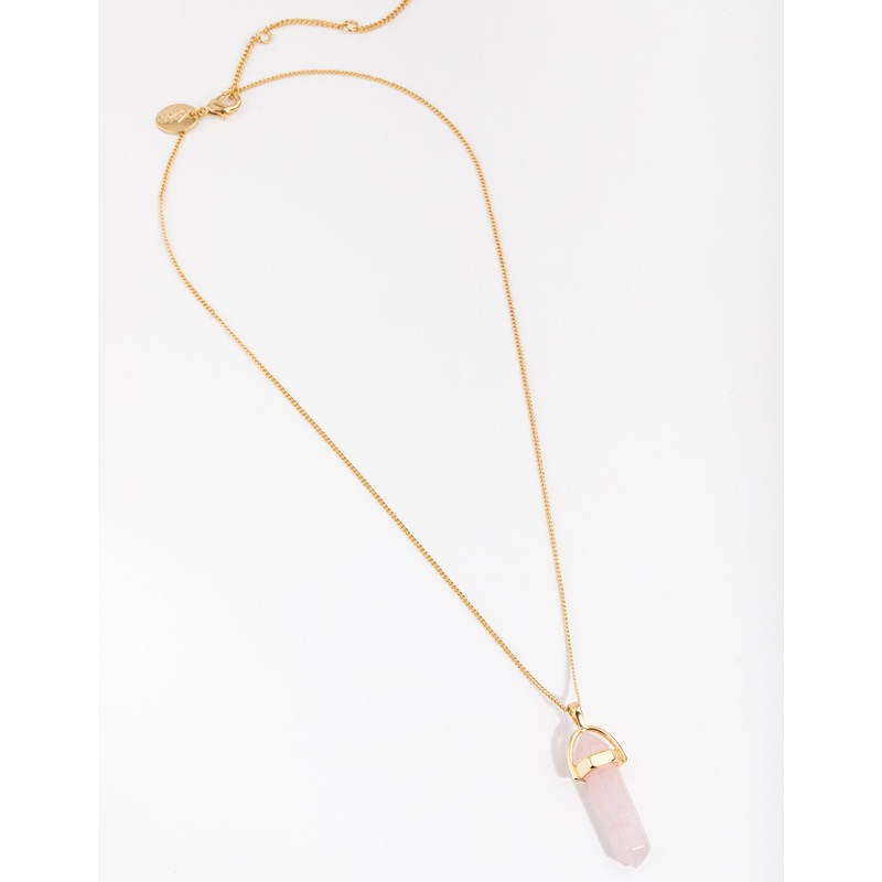 Gold Plated Semi Precious Pink Shard Necklace