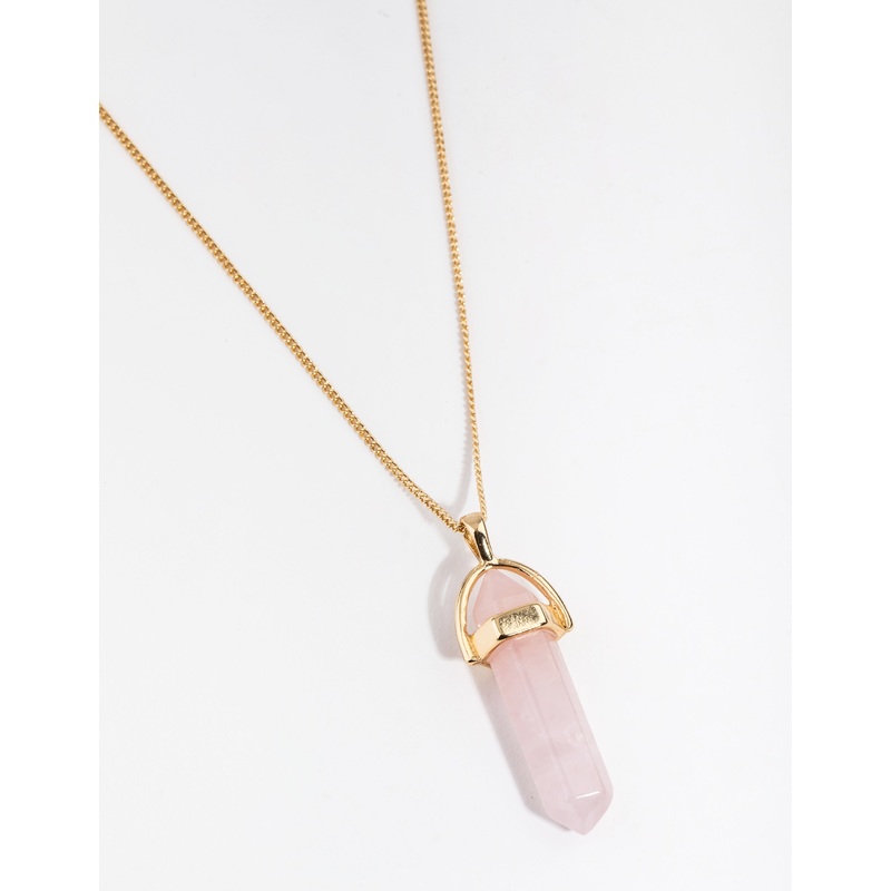 Gold Plated Semi Precious Pink Shard Necklace