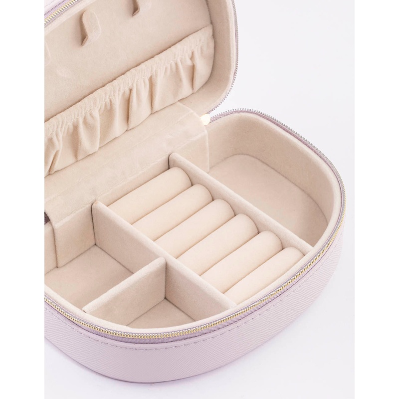 Lilac Faux Leather Half Moon Jewellery Case