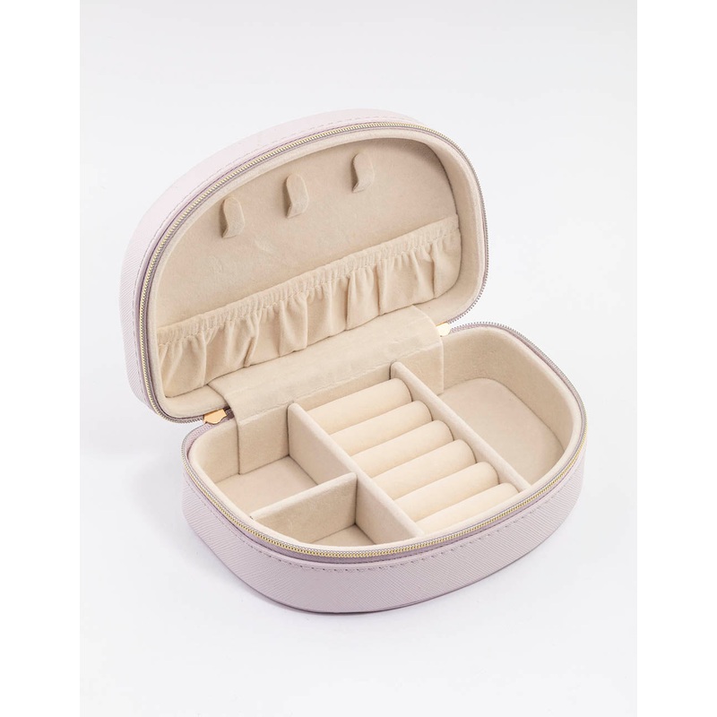 Lilac Faux Leather Half Moon Jewellery Case