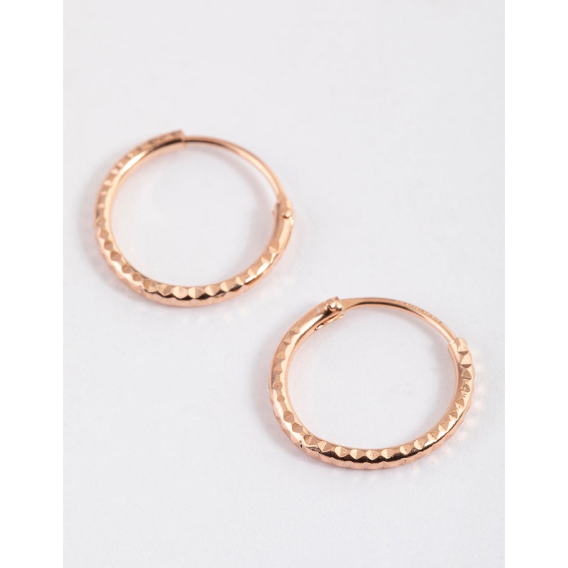 Rose Gold Plated Sterling Silver Diagonal Hoop Earrings 12mm