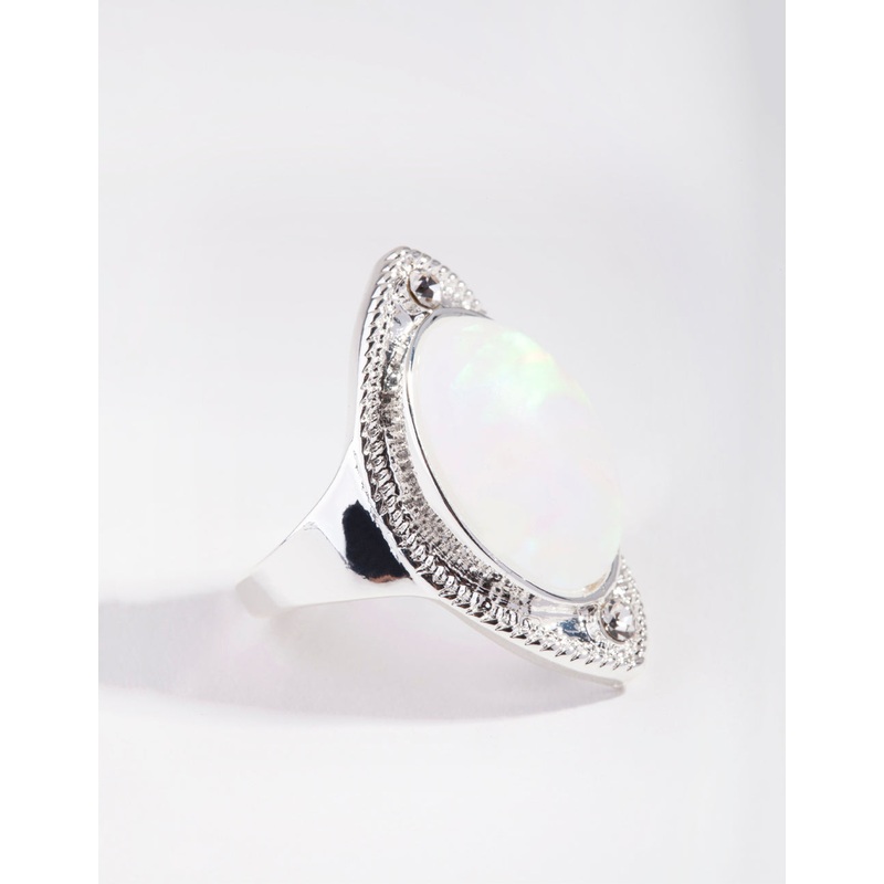 Silver Moonstone Shield Ring|SM|ML