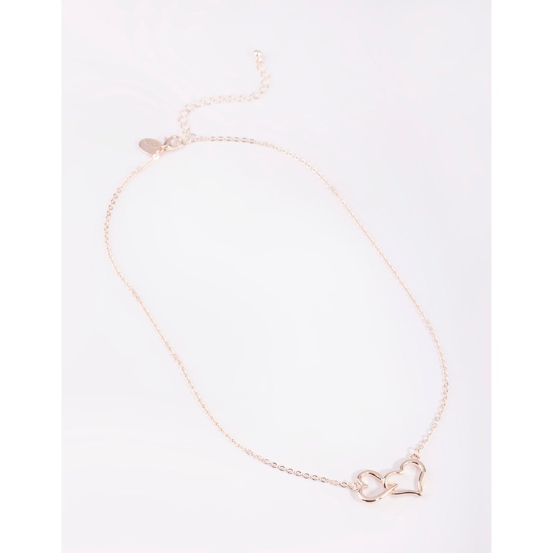 Rose Gold Interlocked Hearts Necklace