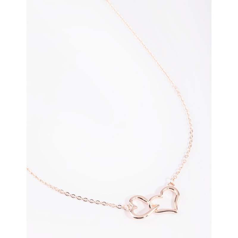 Rose Gold Interlocked Hearts Necklace