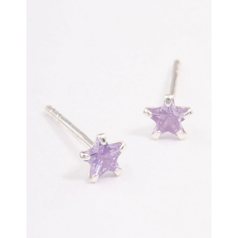Sterling Silver Cubic Zirconia Star Stud Earrings