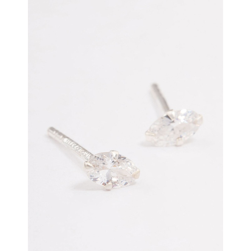 Sterling Silver Oval Cubic Zirconia Stud Earrings