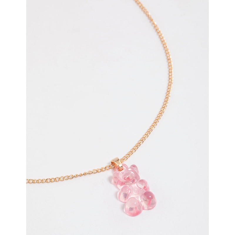 Gold Mini Gummy Bear Pendant Necklace