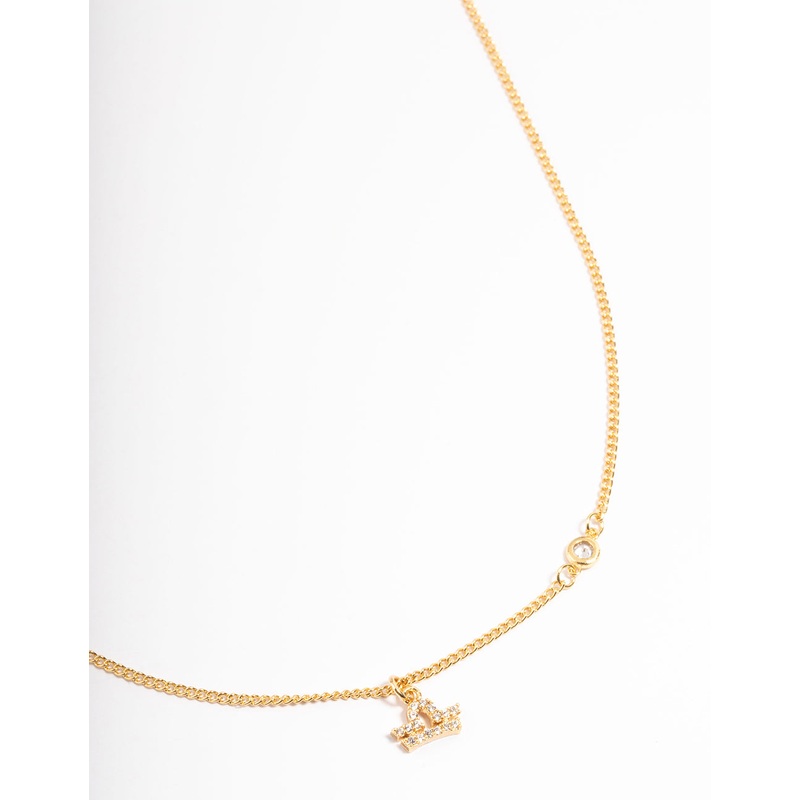 Gold Plated Libra Necklace with Diamante Pendant