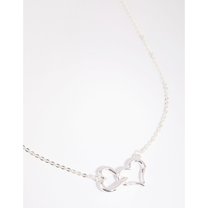 Silver Interlocked Hearts Necklace