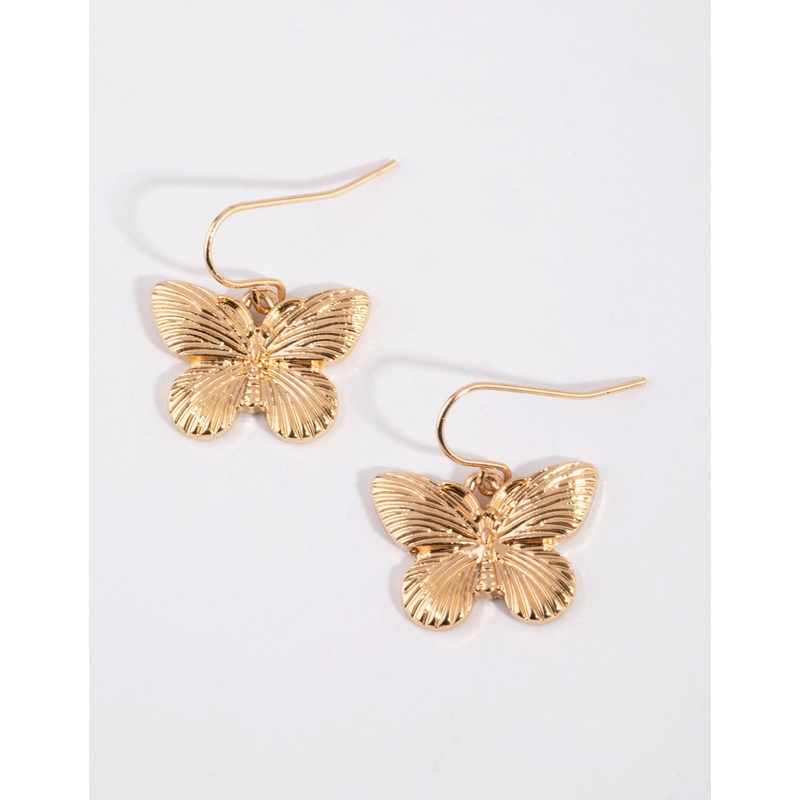 Gold Butterfly Drop Earrings