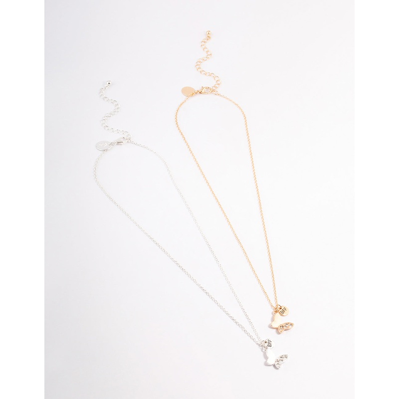 Diamante Butterfly Bestie Necklace Pack