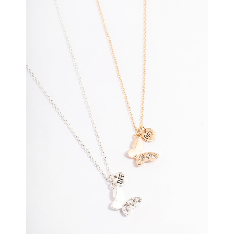Diamante Butterfly Bestie Necklace Pack