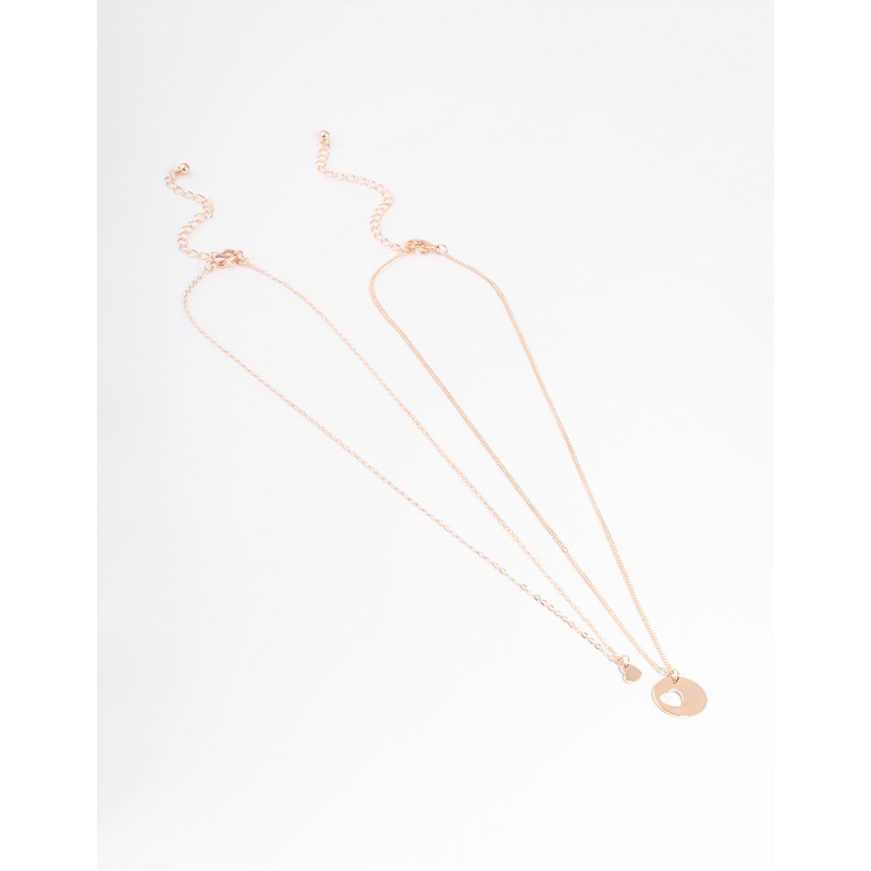 Rose Gold Heart Disc Cut Out Necklace Pack