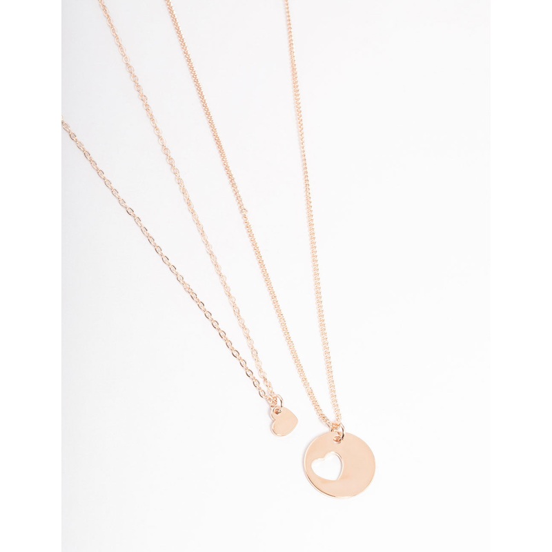 Rose Gold Heart Disc Cut Out Necklace Pack
