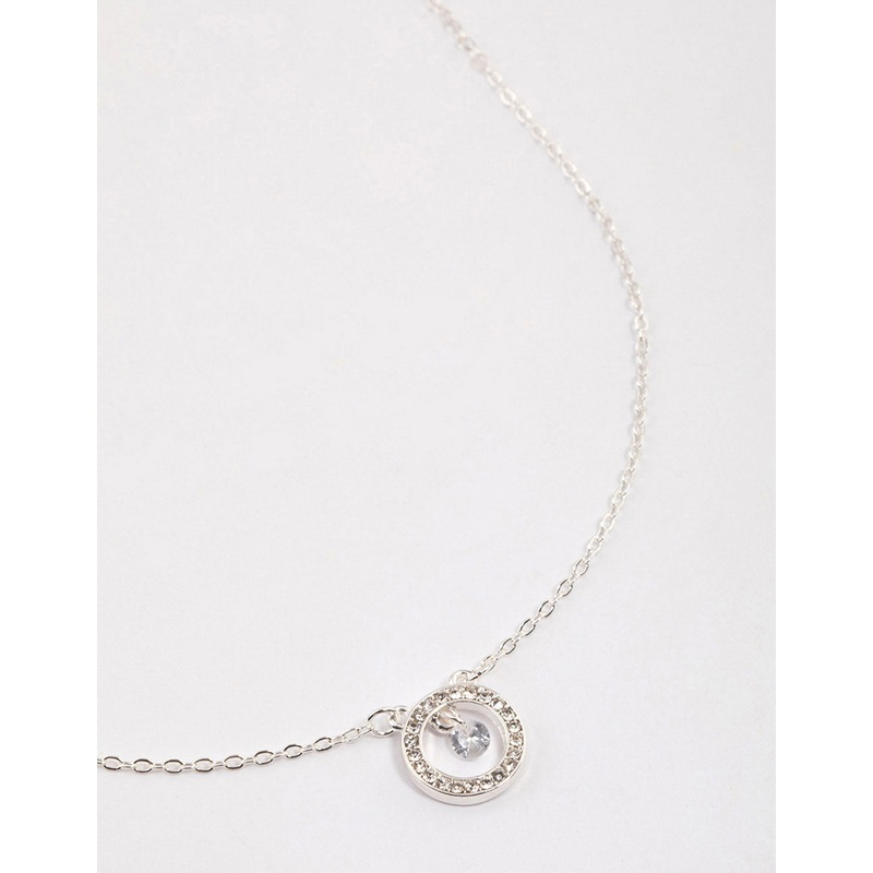 Silver Diamante Drop Open Circle Necklace & Polishing Set