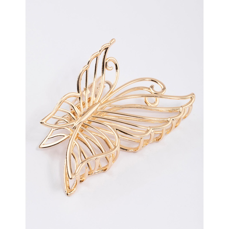 Gold Detailed Butterfly Hair Claw Clip