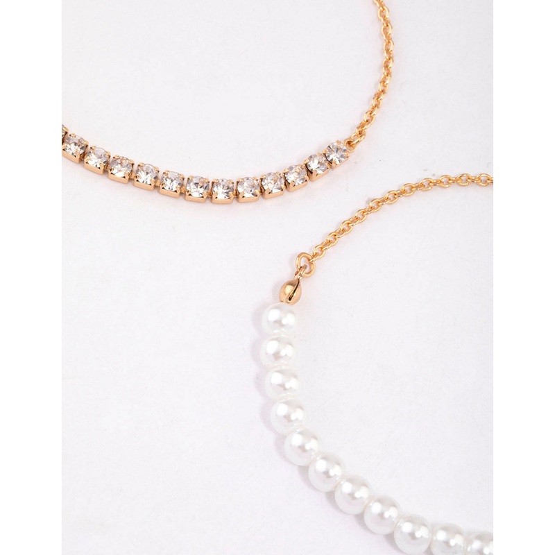 Gold Pearl & Cup Chain Chain Bracelet Pack