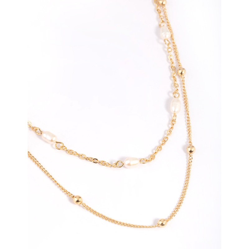 Gold Plated Freshwater Pearl Layered Necklace