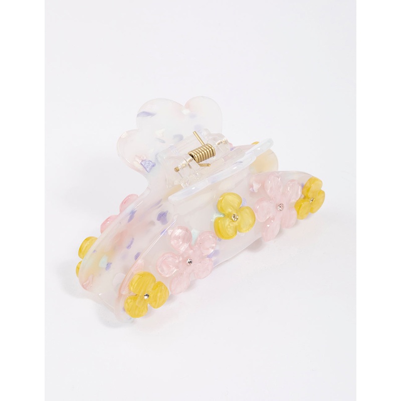 Pastel Flower Detailed Hair Claw Clip