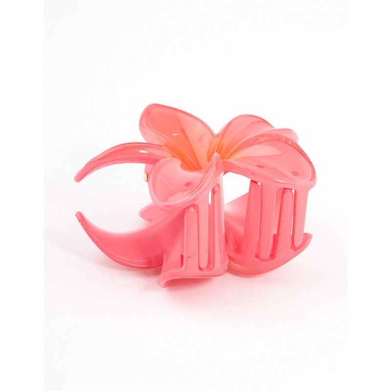 Pink Frangipani Flower Claw Clip