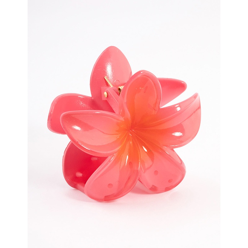 Pink Frangipani Flower Claw Clip
