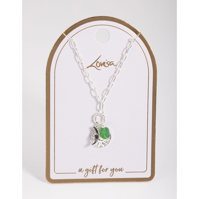 Silver Crescent & Disc Charm Necklace