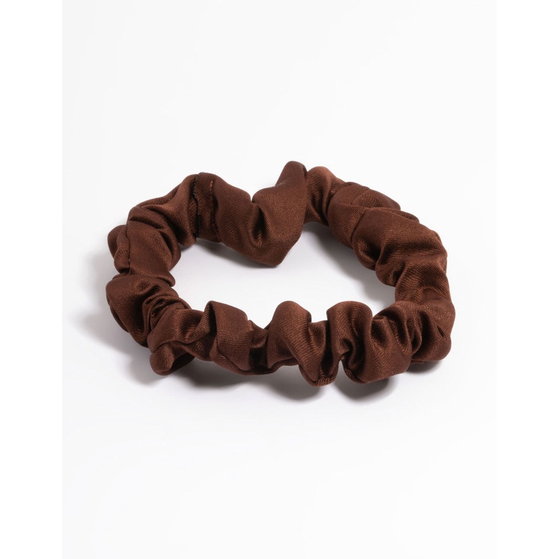 Brown Fabric Narrow Scrunchie