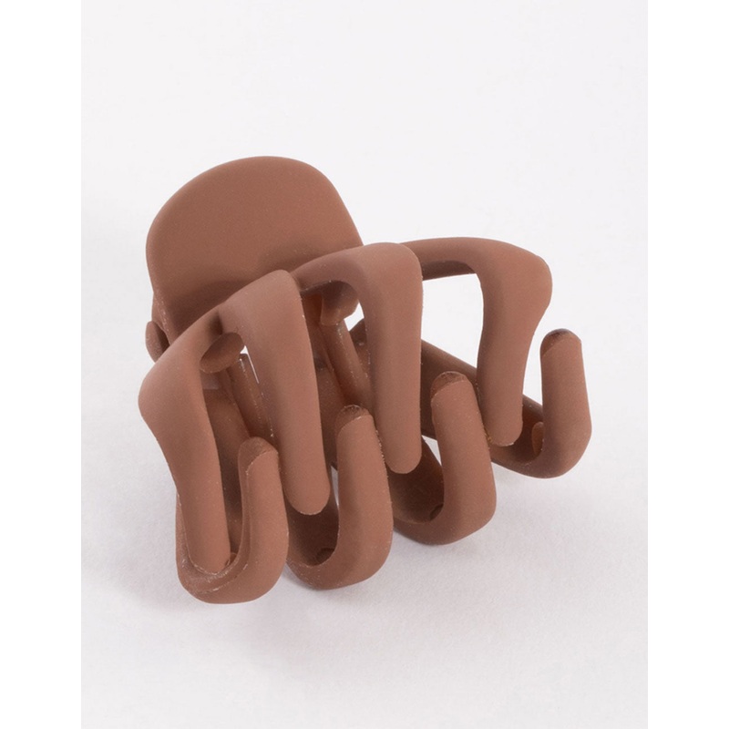Brown Four Prong Mini Hair Claw Clip
