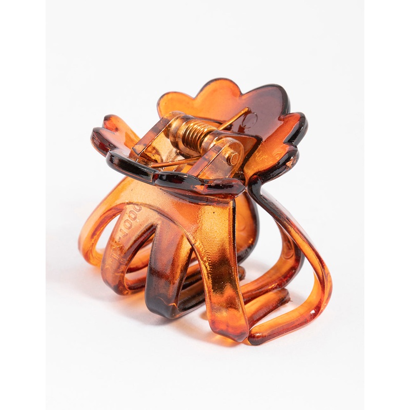 Brown Four Prong Scallop Claw Clip