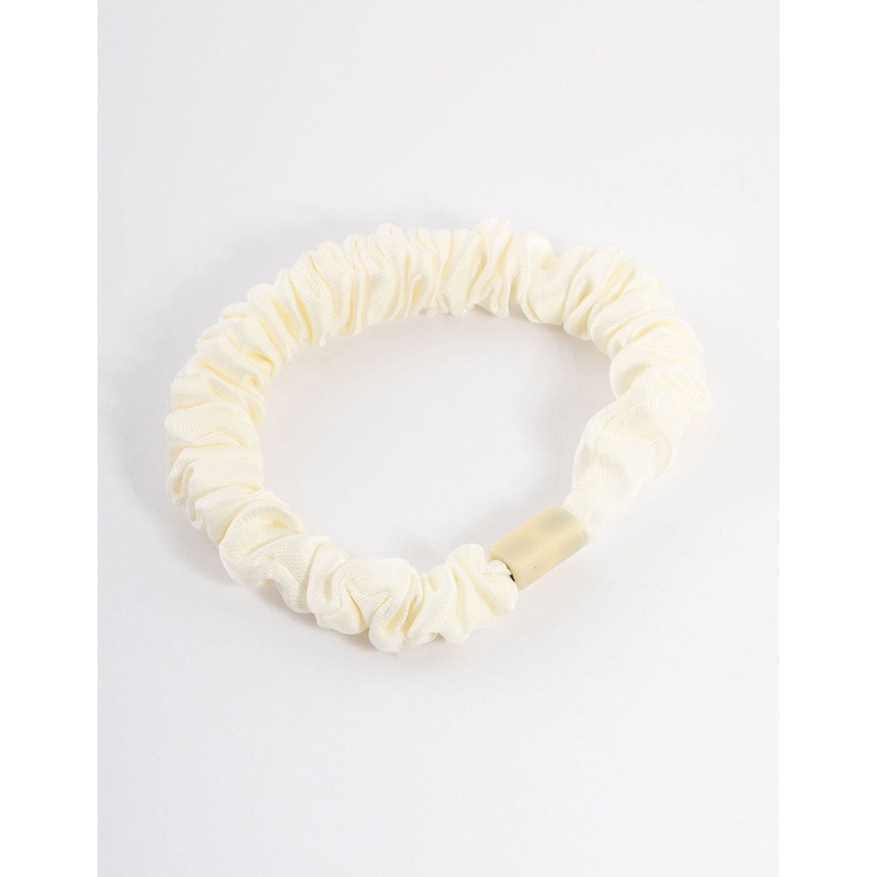 Cream Fabric Clamp Thin Scrunchie