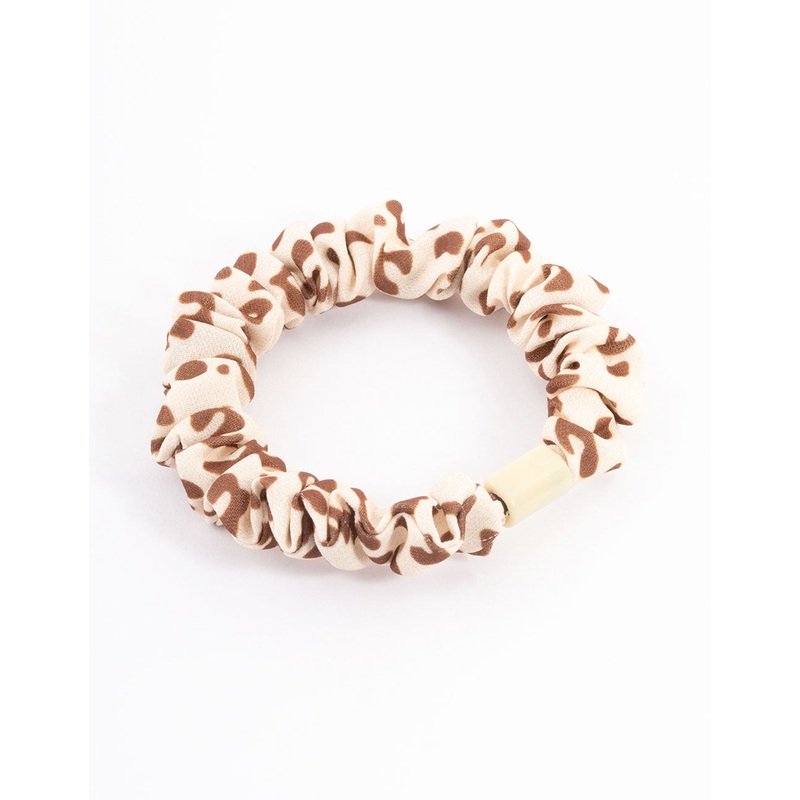 Brown Fabric Clamp Thin Scrunchie