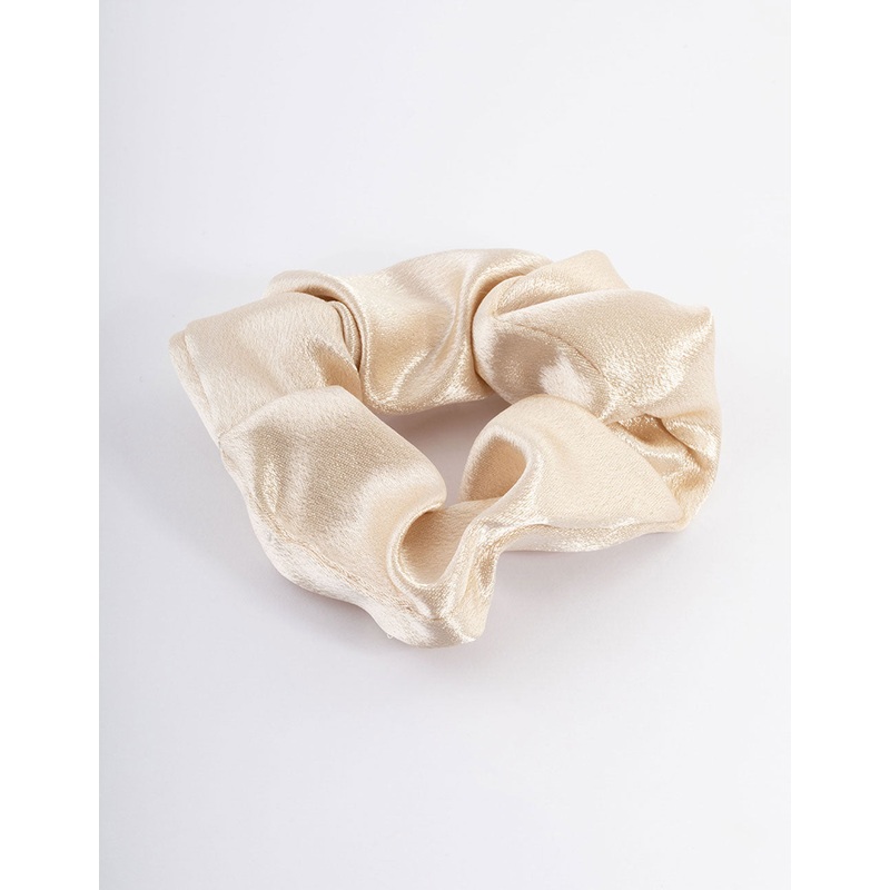 Cream Fabric Satin Scrunchie