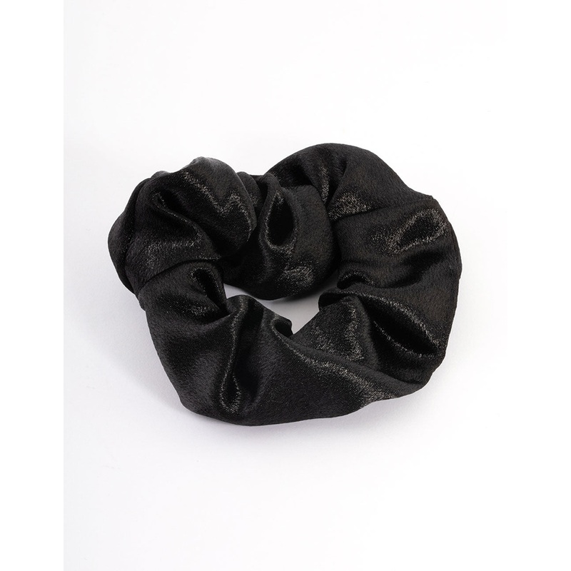 Fabric Black Satin Scrunchie