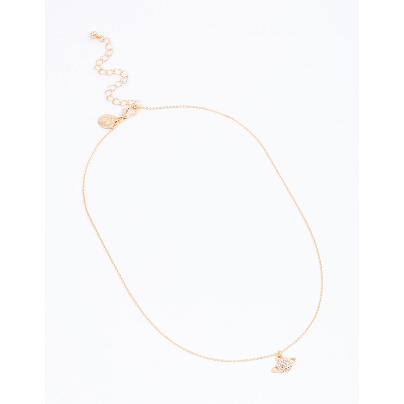 Gold Dainty Planet Pendant Necklace