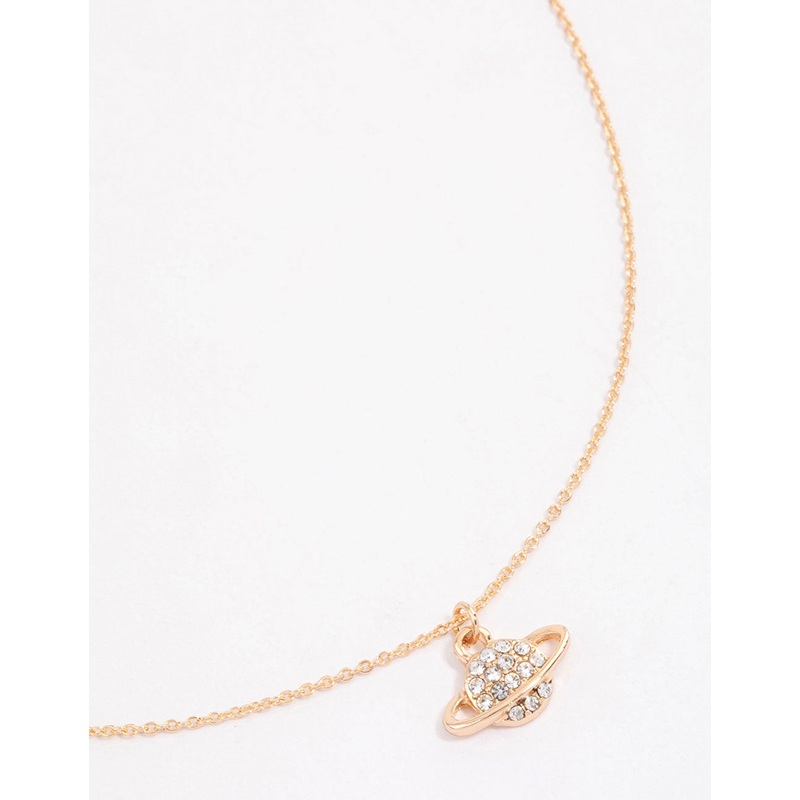 Gold Dainty Planet Pendant Necklace