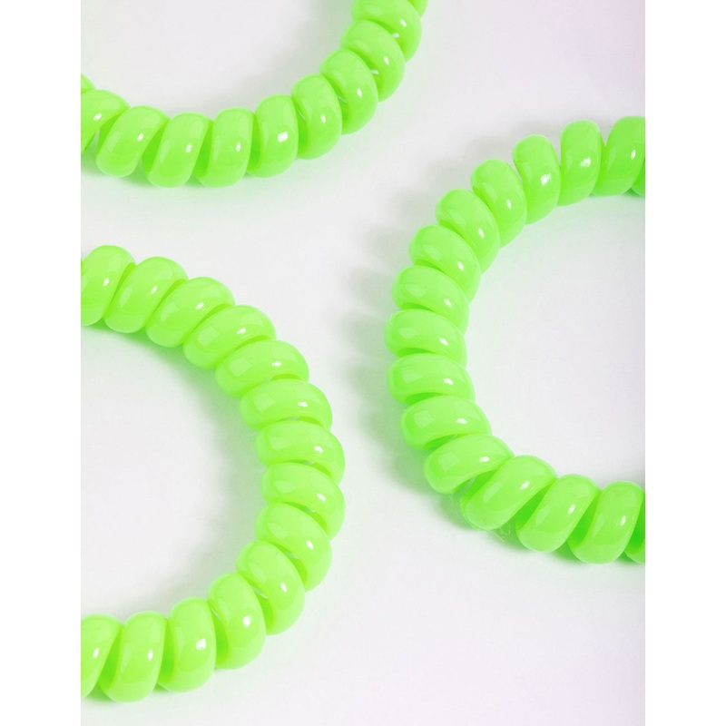 Green Plastic Large Hair Spiral Pack
