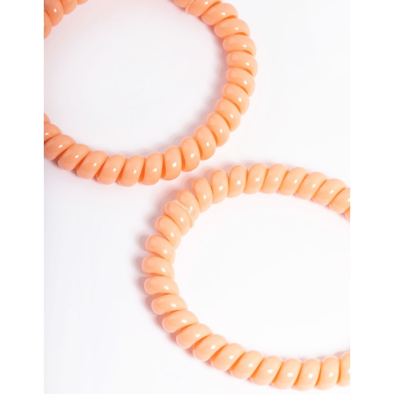 Orange Plastic Narrow Hair Spiral Pack